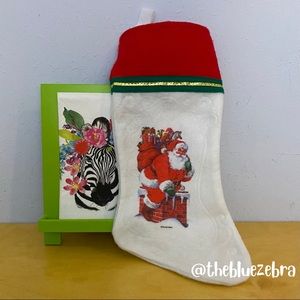 NEW! Vintage! Santa Climbing Into A Chimney Christmas Stocking